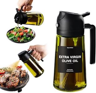 CXINYI - 16oz/470ml Olive Oil Dispenser for Kitchen with Stickers - 2 in 1 Olive Oil Sprayer for Cooking, Air Fryer, and Salad, Black (Light-Proof Kitchen Gadget)