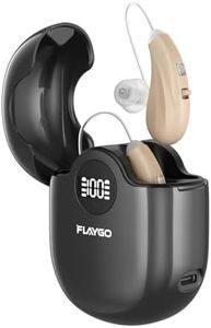 Flaygo Hearing Aids for Seniors, OTC Hearing Aids for People with Hearing Loss, Sound Quality Restoration, Intelligent Noise Reduction, Standby 80h, One-Button Operation, Comfortable Wearing,Beige