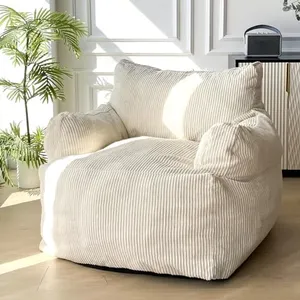 MAXYOYO Giant Bean Bag Sofa - Stuffed Accent Chair with Pocket for Adults, Big Lazy Floor Chair for Gaming, Reading, Beige