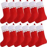 Christmas Stocking 12 Pack 14" Felt Christmas Stockings Bulk White Red Xmas Stockings for Kids Goodie Bags Xmas Decorations Stockings Gift Holding Set for Christmas Tree Family Holiday Party Ornament