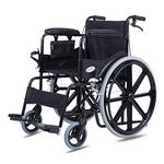 Everactiv by HCAH Everyday Premium Foldable Wheelchair with 2 Extra Seat Cushions, 6 Wheels & Brakes for extra safety, Side Pouch, Bottle Holder