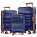 SHOWKOO Suitcase Sets 3 Piece Hard Shell PC Expandable Lightweight Durable Carry on Travel Hand Luggage with Double Spinner Wheels & TSA Lock, Deep Blue