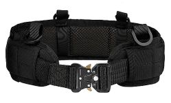 Yrhrol Tactical Battle Belt Set,Slim Airsoft Molle Belt with Metal Buckle for Shooting Hunting,War Belt Game Belts and Bags Safe Life Defense Belts, Harness Molle Pouch Included(Black) (Black Single)