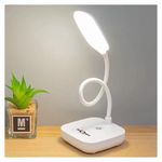 Pick Ur Needs Rechargeable Study Lamp/Desk Lamp with 3 LED Color Yellow/White/Warm White Color Mode Touch Dimmable Brightmess Type C Fast Charging Study Table Lamp (0046 White)