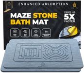 MAZE OASIS Stone Bath Mat - Instant-Drying Diatomaceous Earth Bath Mat with Maze Pattern - Super Absorbent Non-Slip - Quick Dry Stone Bath Mats for Bathroom, Kitchen - 23.6 x 15.3 in - 2pc