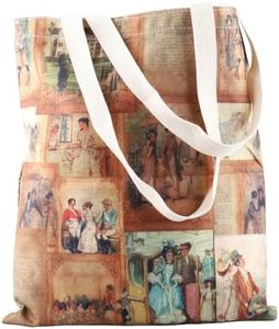 WCGXKO Vintage Jane Austen Bookish Gift Tote Bag Book Bag for Classic Novel Lover, Beige, Medium