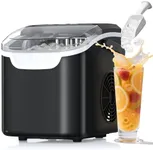 HAVATO Portable Ice Makers Countertop, 26 lbs/24H,Bullet Ice in 6 Mins, Small Ice Machine with Handle,Scoop,Basket & self-Cleaning, 2 Sizes for Drinks/Seafood, Ideal for Home, Party, RV, Camping
