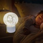 HNA GIFTING Plastic Luxury Customized 6Cm Plug-In Photo Moon Lamp Unique Personalized Night Light With Customizable Led Bedside And Table For Bedrooms, Living Rooms, Study Areas, Multi