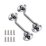 Cabin Door Hook and Eye Latch Lock Shed Gate,2Pcs Catch Silent Holder Stainless Steel Heavy Duty Gate Latch for Garage,Door,Window 4" 100mm