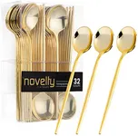 Novelty Modern Flatware, Cutlery, Disposable Plastic Teaspoons/Dessert Spoon Luxury Gold 32 Count