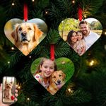 ArtPix 3D Personalized Christmas Ornament Set of 3 - Metal Custom Double Sided Photo Xmas Tree Ornaments - Customized Picture Family Decor for Kids, Mom, Dad, Loves - Heart