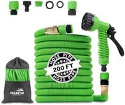 VELVETIO Expandable Strong Garden Hose Pipe 200FT, 7 Function Nozzle Spray Gun with 3/4" 1/2" 1" Leakproof Connector, 4 Layer Latex Core No Kink Flexible Hose for Outdoor & Car Wash, Green