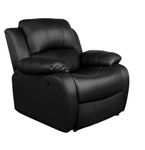 LEZINO 1 Seater Recliner Chair | Manual Recliner Sofa in Black Color Leatherette | Relaxing Chair for Home