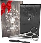 Viking Revolution - Beard and Mustache Scissors w/Comb and Synthetic Leather Case Professional Sharp Surgical Grade Steel for Trimming, Grooming, Cutting Mustache, Beards & Eyebrows Hair