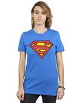 DC Comics Women's Superman Logo Boyfriend Fit T-Shirt Royal Blue X-Large