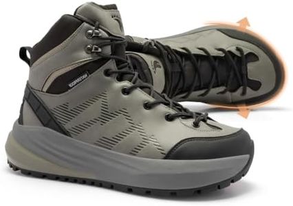 Men's Waterproof Orthopedic Comfortable Wide Hiking Boots: Reliable Relief for Plantar Fasciitis Flat Feet & Heel Pain, Caual Arch Support Outdoor Boots for Sports & Long Walking Grey Size 9