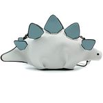 QiMing Dinosaur Shoulder Purses,PU Stegosaurus CrossBody Bag for Girl Women(White)