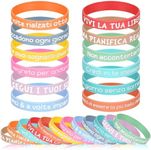 Otuuz Pack of 24 Silicone Motivational Bracelets Sports Bracelets with Sayings in Italian, 20 cm, Colourful Bracelets, Inspirational Gifts, Party Bags for Teenagers, Colleagues, Party, Silicone