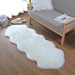 KAIHONG Faux Fur Sheepskin Style Rug,Faux Fleece Chair Cover Seat Pad Soft Fluffy Shaggy Area Rugs For Bedroom Sofa Floor (white, 60x160cm)