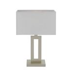 Globe Electric D'Alessio 20" Table Lamp, Soft Gold, White Linen Shade, On/Off Socket Rotary Switch 67402