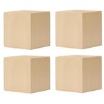 PONGJA 4 Pack Unfinished Basswood Carving Blocks Kit, 2 x 2 x 2 Inch Unfinished Bass Wood Cube Whittling Soft Wood Carving Block Set for Kids Adults Wood Carving Beginner, PL-BLOCK-10