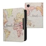 kwmobile Case Compatible with Kobo Clara BW/Colour Case - PU Cover w/Strap - Travel Black/Multicolor