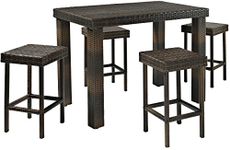 Crosley Palm Harbor 5 Piece Outdoor Wicker High Dining Set - Table & Four Stools