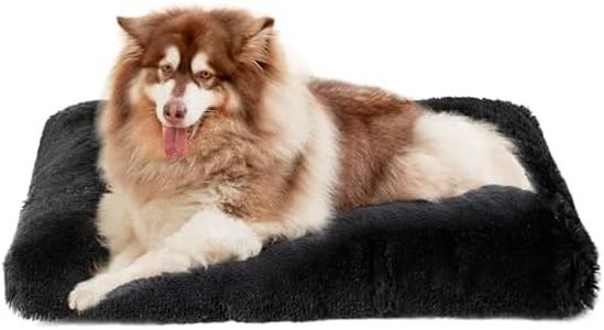 EHEYCIGA Fluffy XXL Dog Crate Pad, Plush Faux Fur Dog Bed for Extra Large Dogs, Calming Anti Anxiety XXL Dog Bed for Crate, Washable Soft Warm Dog Crate Mat with Non-Slip Bottom, Black