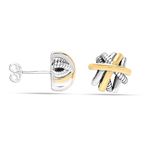 Charmsy 925 Sterling Sliver 18K Gold-Plated Crossover Stud Earrings for Women Teen