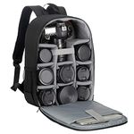 TARION Camera Backpack, Waterproof Photography Case Bag with 14'' Laptop Compartment and Rain Cover for DSLR SLR Camera Lens Flash Accessories, Tb-m-Black, M, Compact