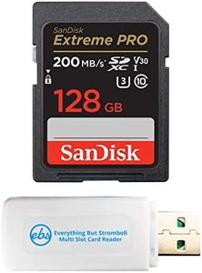 SanDisk 128GB Extreme Pro Memory Card works with Canon EOS Rebel T5, T6, T6i, T7i, EOS 5D Mark IV, 6D Mark II, 5D Mark III, DSLR Camera SDXC 4K V30 UHS-I with Everything But Stromboli Combo Reader