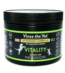 Vince the Vet - Natural Vitality Multivitamin Powder for Dogs & Cats (200g), Human Grade Veterinary Formulated Blend of Organic Spirulina & Chlorella, for Skin, Coat, Muscle, Energy etc