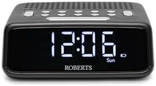Roberts ORTUSFM FM Digital Clock Radio with Dual Alarms and a Large LCD Display, Black
