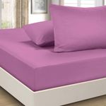 Imperial Rooms Fitted Sheet 40 Cm - Extra Deep Brushed Microfiber Bed Sheets Easy Care Soft Fitted Bed Sheet - Shrinkage and Fade Resistant (Purple, King)