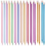 Aeelike Coloured Knitting Needles Set 35cm Long, 28Pcs/14 Pairs Aluminium Single Pointed Knitting Needles 2mm-10mm, Long Knitting Needles for Blanket, Straight Metal Knitting Pins for Kids Beginners