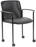 Boss Office Products Mesh and Vinyl Guest Casters Chair, Black