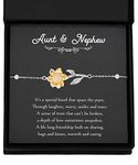 Aunt and Nephew Jewelry Sterling Silver Bracelet with 14k Gold Sunflower, Aunt Bracelet From Nephew, Mother's Day Gifts For Aunt From Nephew, Birthday Gift For Aunt From Nephew, Small, Silver Plated Zinc, Cubic Zirconia