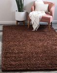 Unique Loom Solid Shag Collection Chocolate Brown 4 x 6 Area Rug (4' x 6')