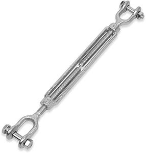 Hot Dipped Galvanized Steel Jaw and Jaw Turnbuckle - Heavy Duty Turnbuckle, 3/8" Threaded Diameter x 12in,3500 lbs Working Load Limit - Durable,Weather Resistant