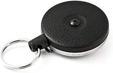 KEY-BAK Original SD Retractable Keychain, 36" Retractable Cord, Black Vinyl Front, Steel Belt Clip, 13 oz. Retraction, Split Ring - Made in USA