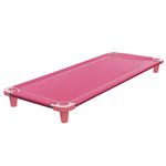 Acrimet Nap Cot for Kids, Portable Toddler Child Bed, Stackable, 133 x 54cm (Stainless Steel Tubes) (Pink Breathable Mesh Fabric - Pink Feet) (1 Pack)