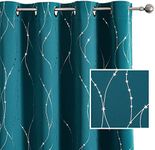 SMILE WEAVER Peacock Blue Blackout Curtains 84 Inch Long for Living Room 2 Panels,Room Darkening Curtain-Grommet Print Design Noise Reducing Thermal Insulated Bedroom Window Drapes