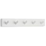 LARHN White Coat Hooks - Wall Mounted Coat Rack - 5 White Coat Hooks for Wall - 43 cm - All Fixings Included for Quick & Easy Installation