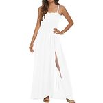 Timathous Women's Summer Strapless Tube Top Maxi Dresses Off Shoulder Boho Beach Long Dress, White 111, Small