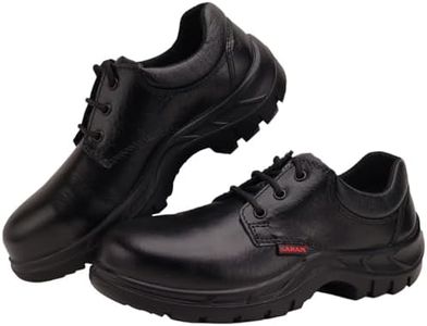 Karam FS05 Black Leather Safety Shoes for Men | Single Density with Steel Toe | Antistatic, Antislip, Oil & Heat Resistant | Size-09