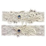 Greek Art Lace Wedding Garter Belt For Bride Toss Garter Bridal Garter Wedding Leg Garter - Something Blue For Your Wedding, Ivory, Medium