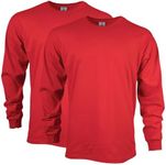 Gildan Men's Ultra Cotton Long Sleeve T-shirt, Style G2400, Multipack T Shirt, Red, X-Large US