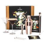 Cocora Martini Cocktail Gift Set | 9-Piece | Stainless Steel | Cocktail Set | Cocktail Making Kit | Cocktail Shaker | Martini Glasses | Cocktail Book (Rose)