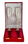 INTERNATIONAL GIFT® German Silver Wine Glass with Beautiful Velvet Box Packing and with Carry Bag (Set of 2 Pieces Glass / 28 Centimeters)