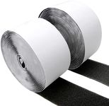 ZCOINS 2in x 16.4ft Self-Adhesive Hook and Loop Strips Tape Roll Heavy Double Sided Sticky Duty Strips Industrial Strength Sticky Fastener Interlocking Fastener (Black)